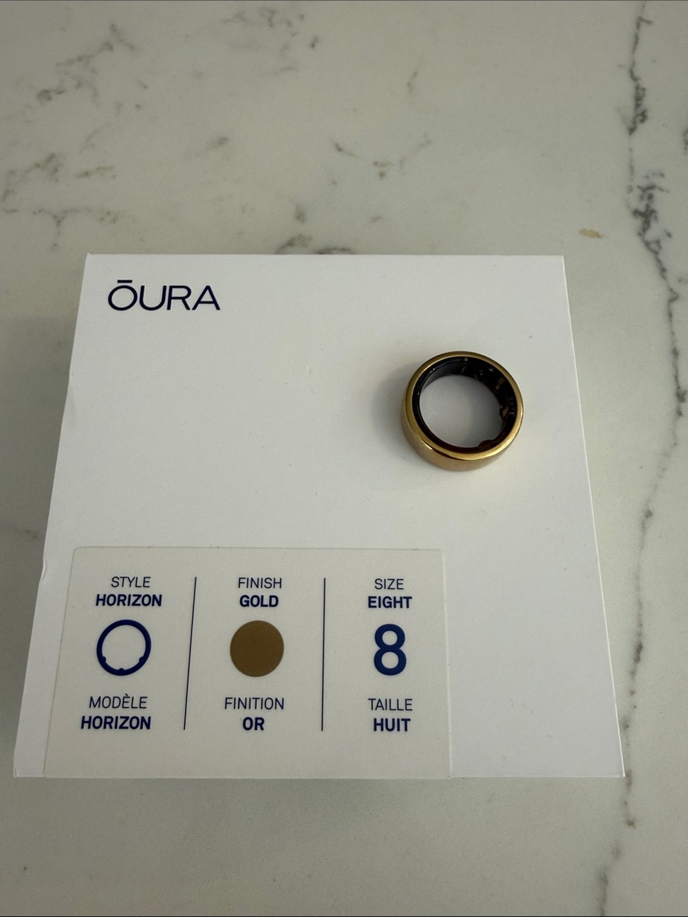 Oura Horizon Gold Smart Ring (Size 8) & charger